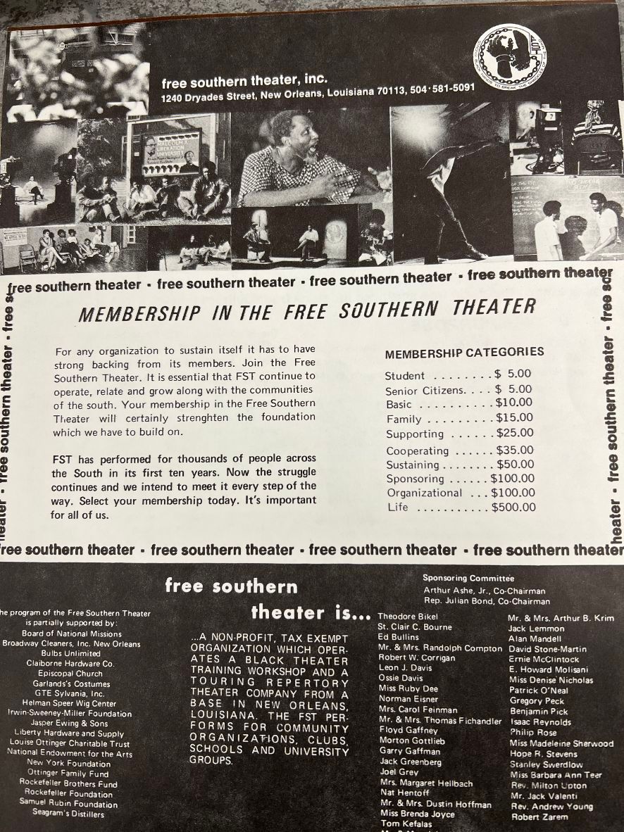 A-flyer-advertising-membership-program-in-the-Free-Southern-Theater