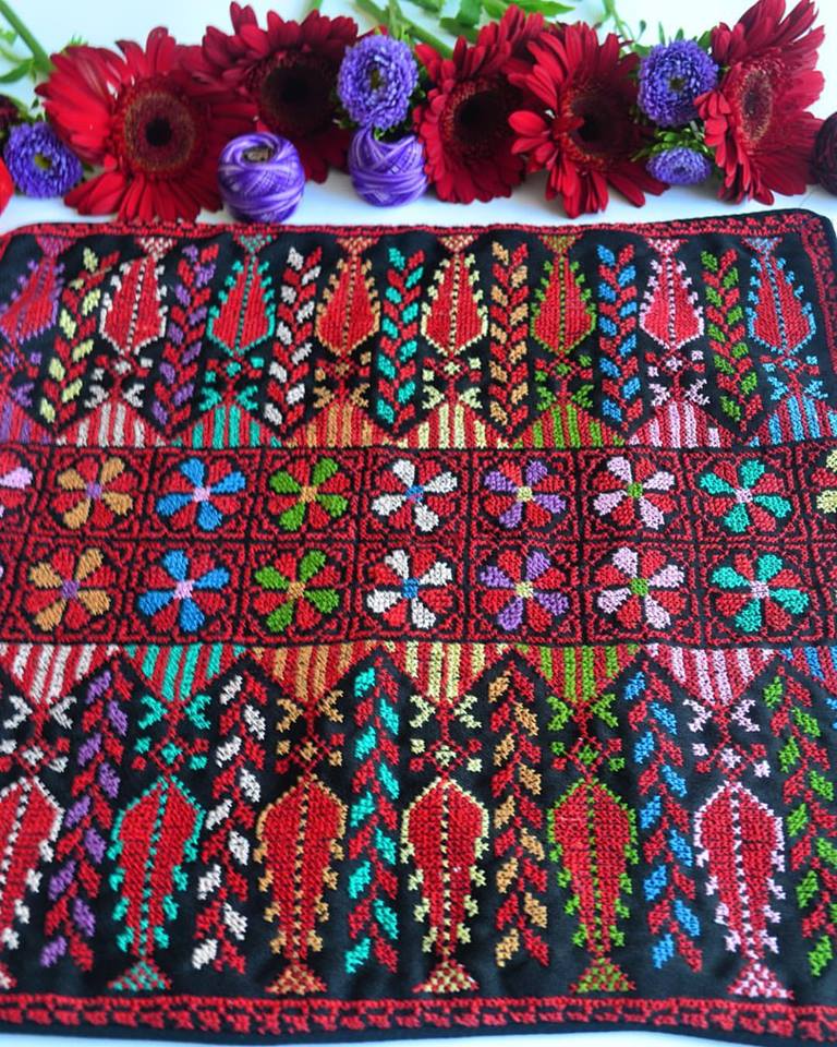 Close up of folorful embroidery pattern